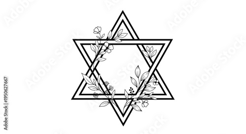 star of david with flowers