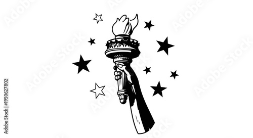 statue of liberty torch with stars