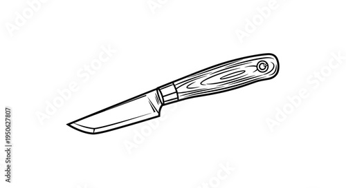 A kitchen knife with wooden handle.