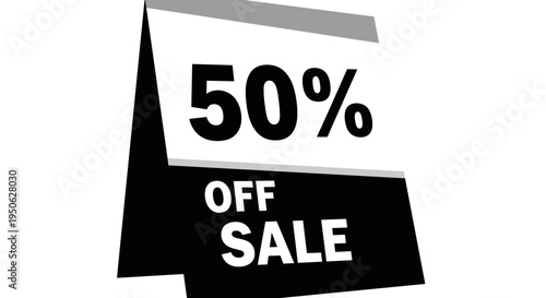 Discount Sale Sign with 50 Percent Off.