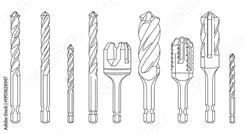 Drill bits metal tools equipment hardware.