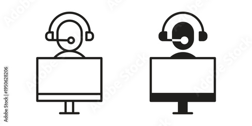 Tech support icon illustration for web design. filled flat icons