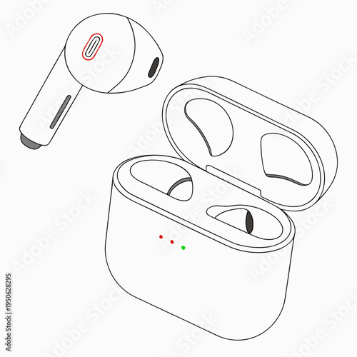Wireless earbuds and charging case audio equipment music
