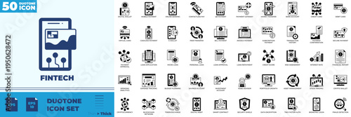 Fintech Duotone Editable Icons set