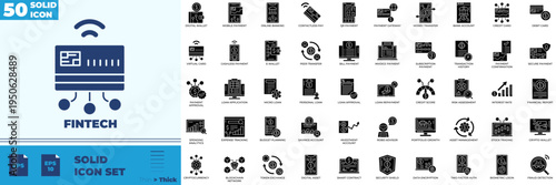 Fintech Solid Editable Icons set