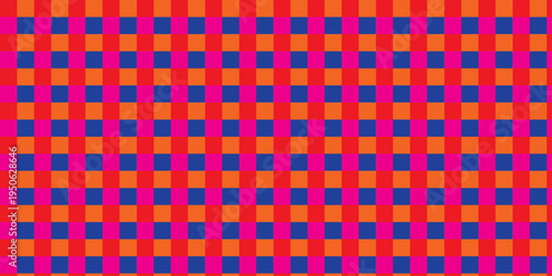 Gingham geometric seamless checkered square pattern. Fabric art overlapping stripes design. Vector plaid tablecloth textile cotton fabric or blanket design.	