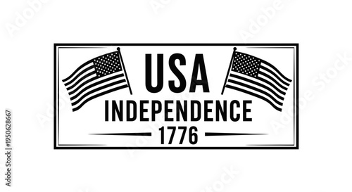 USA Independence Day 1776, American flags and patriotic text