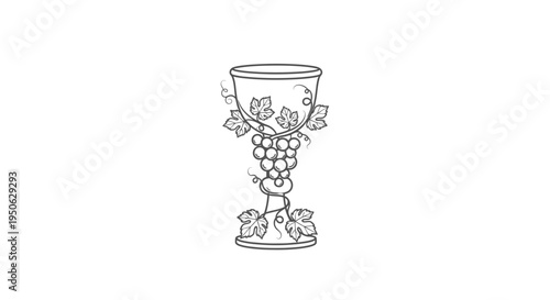 wine goblet with grapevine illustration