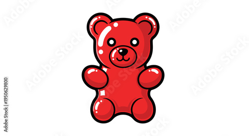 Bright red gummy bear candy a sweet chewy treat with a glossy sheen isolated on a clean white background perfect