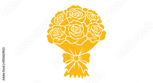Vector bouquet of roses icon, yellow