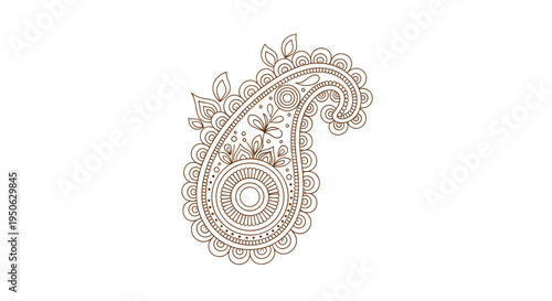 Intricate paisley pattern design element with delicate floral motifs elegant decorative ornament for textiles