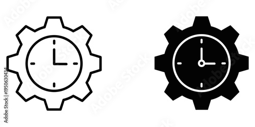 gear clock time management flat design vector illustration
