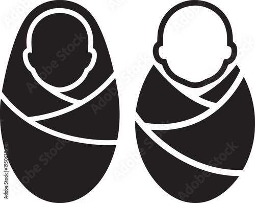 Babies wrapped in swaddling clothes icons