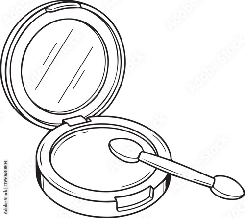Elegant Makeup Compact Powder with Brush for Beauty Product Branding Design, vector illustration