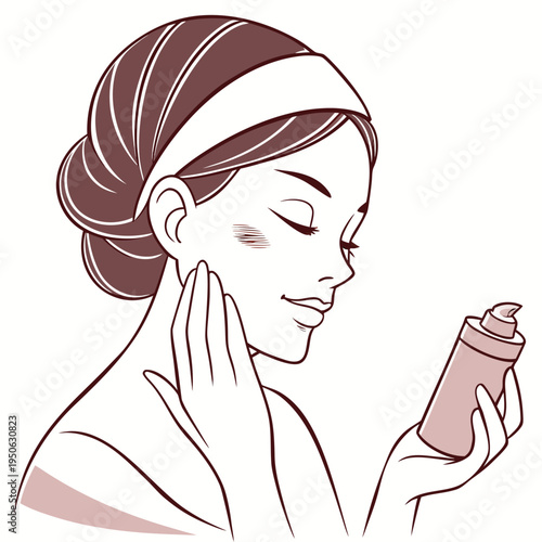 Woman applying skincare product to her face cream