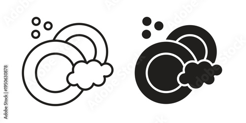 Washing dishes icon illustration for web design. filled flat icons