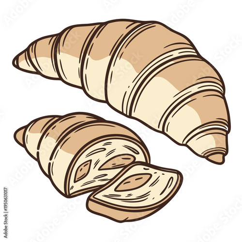 Plain croissants on white background pastry bakery breakfast food