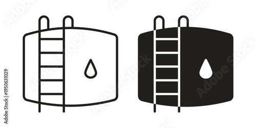 Water tank icon illustration for web design. filled flat icons