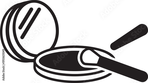 Elegant Makeup Compact Powder Icon with Brush for Beauty Branding Logo UI Design