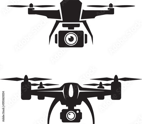 Drone with camera silhouette