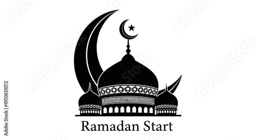 Ramadan start mosque illustration