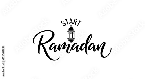 Ramadan start typography with lantern