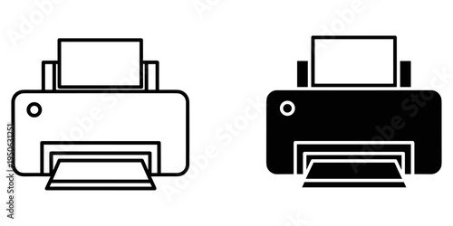 modern black and white printer vector illustration flat design office equipment