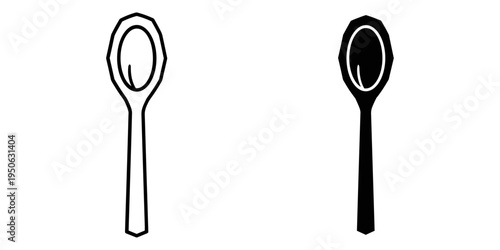 minimalist wooden spoon and fork set flat design vector illustration