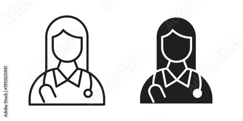 Woman Doctor icon illustration for web design. filled flat icons