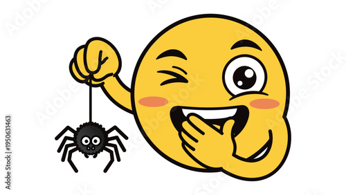 Playful Smiley Face with Spider Prank Illustration