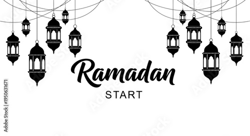 Ramadan start, lanterns hanging on strings