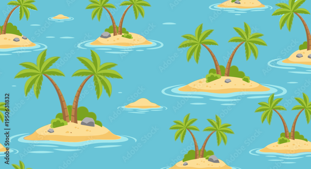 Obraz premium A cartoon illustration of tropical islands.