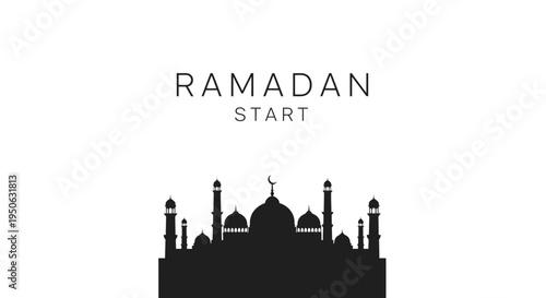 Ramadan start, mosque silhouette