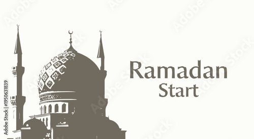 Ramadan start, mosque silhouette