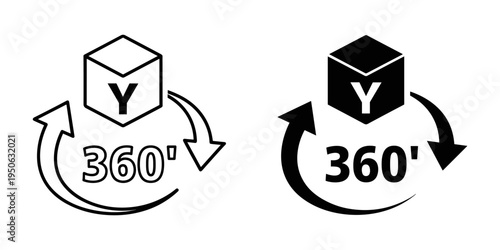 360 degree rotation concept with yin yang cube vector illustration flat design