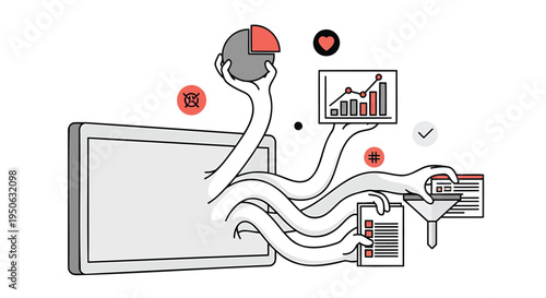 Vector illustration of business data visualization and workflow