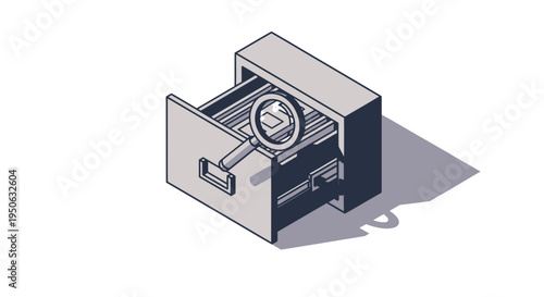 safe box with magnifying glass, security and investigation