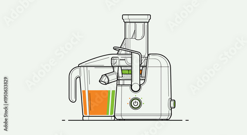 Electric juicer with orange juice.