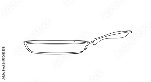 Frying pan with handle closeup.