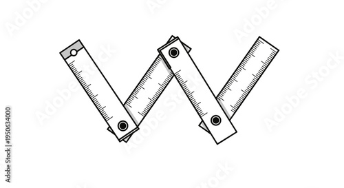 Two Rulers Forming Angle Shape.
