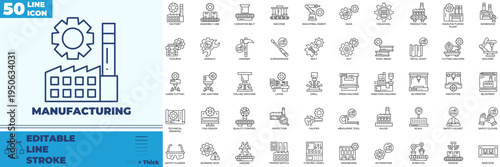 Manufacturing Line Editable Icons set