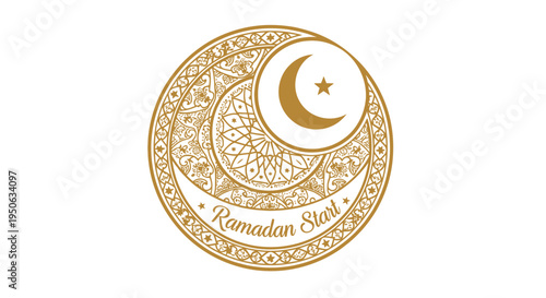 ramadan start gold logo crescent moon