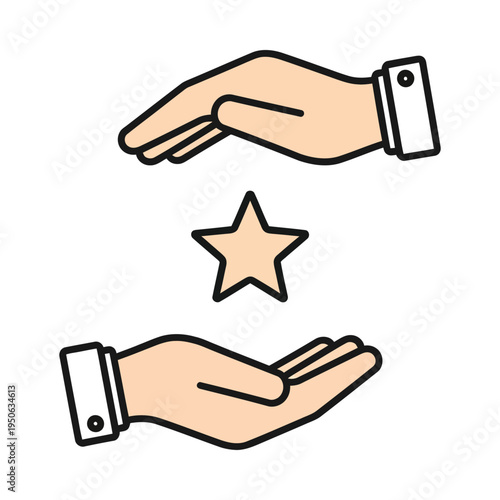 A star being handed from one hand to another