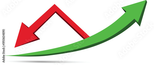 Contrasting arrows symbolizing market trends and financial growth