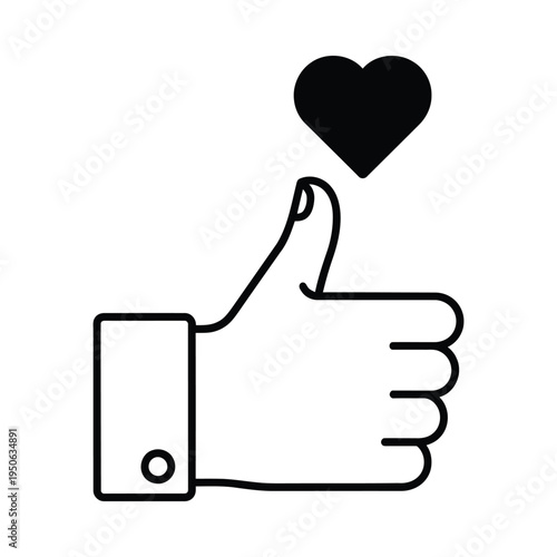 A hand with a heart above the thumb