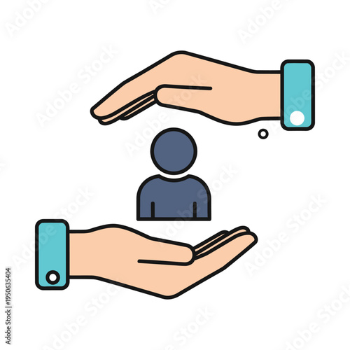 Hands shielding a person from harm or protection