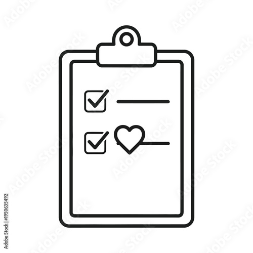 A clipboard with a checklist and a heart