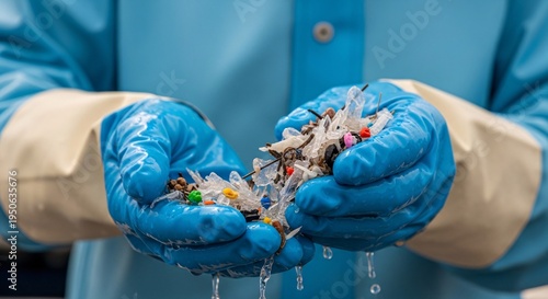 person holding microplastics in their hands.