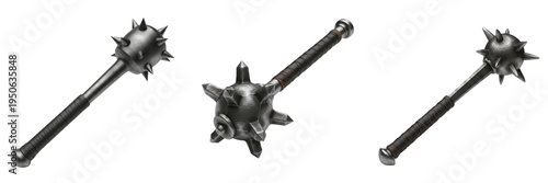 Obraz na plátně Set and collection of medieval mace weapons, spiked morning star, steel flail he