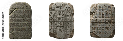 Canvastavla Set and collection of ancient stone tablets, mesopotamian cuneiform script, sume